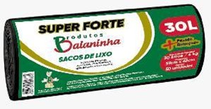 SACO LIXO PRETO BAIANINHA 59X62 SUPER FORTE CAPACIDADE 30LT ROLO C/20 (20)