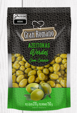AZEITONA VERDE GRAN ROMANO 150G SC C/CAROCO (18)