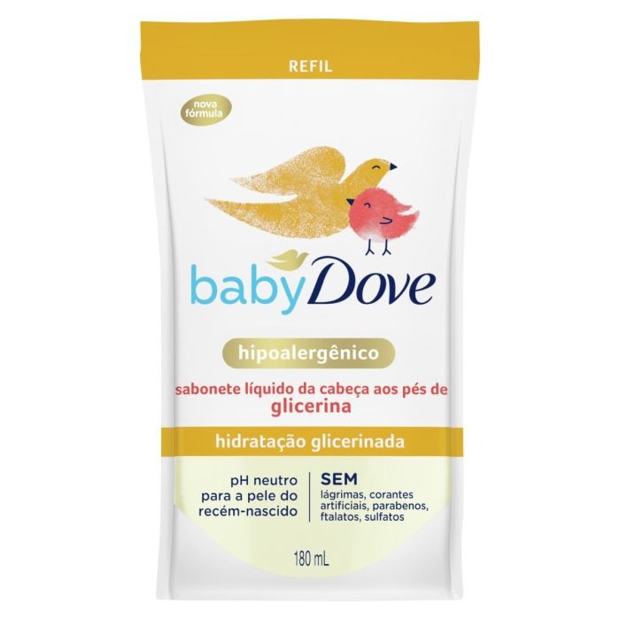 SAB DOVE LIQ BABY 180ML REFIL HIDRATACAO GLICERINADA (12)