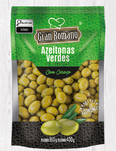 AZEITONA VERDE GRAN ROMANO 400G SC C/CAROCO (12)
