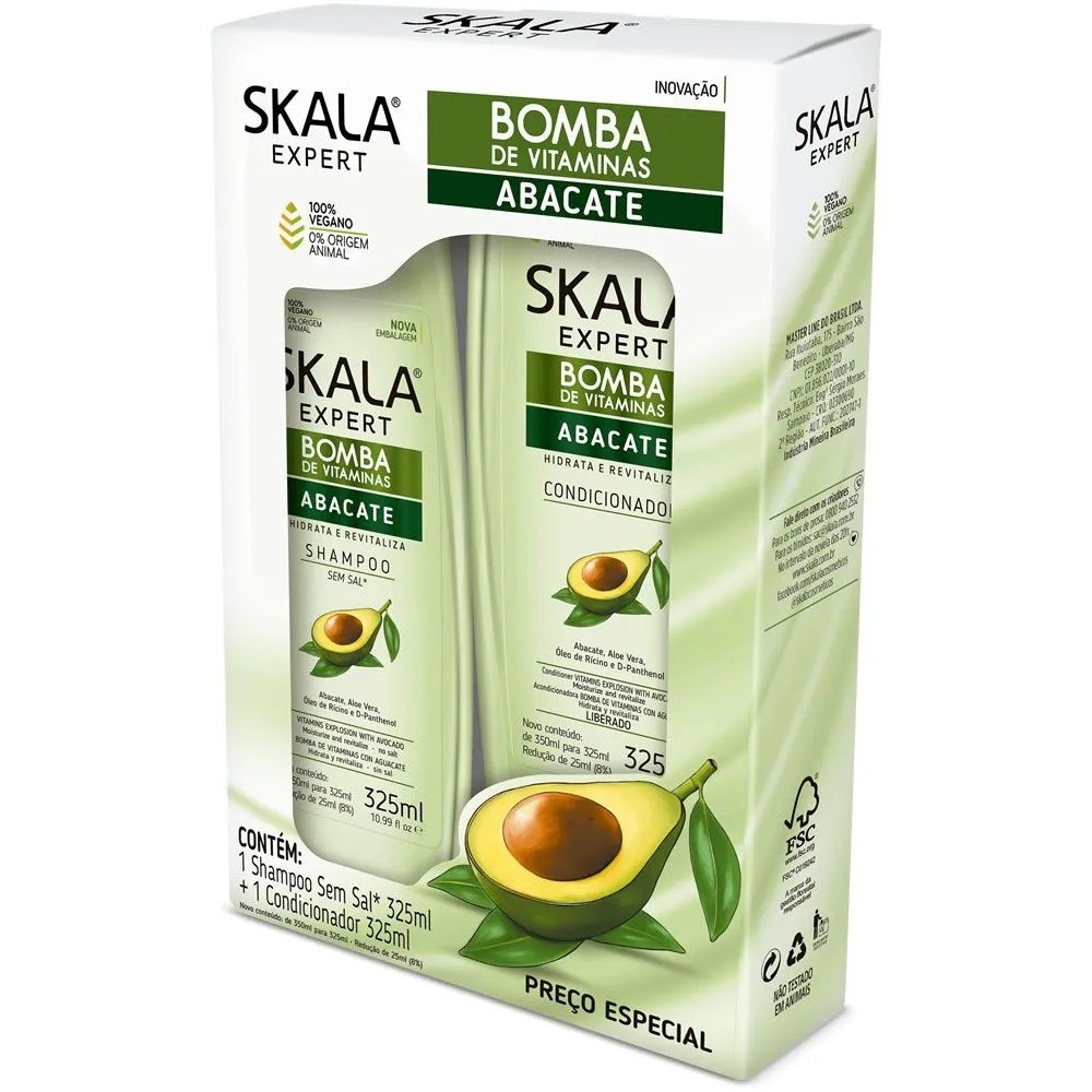 KIT SKALA SH+COND 325ML BOMBA ABACATE (6)