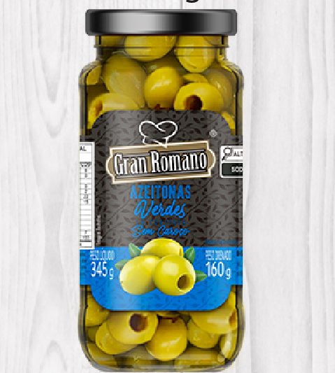 AZEITONA VERDE GRAN ROMANO 160G VD S/CAROCO (12)