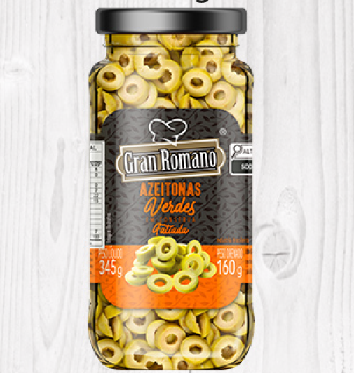 AZEITONA VERDE GRAN ROMANO 160G VD FATIADO (12)