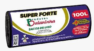 SACO LIXO PRETO BAIANINHA 75X105 SUPER FORTE CAPACIDADE 100LT ROLO C/20 (20)