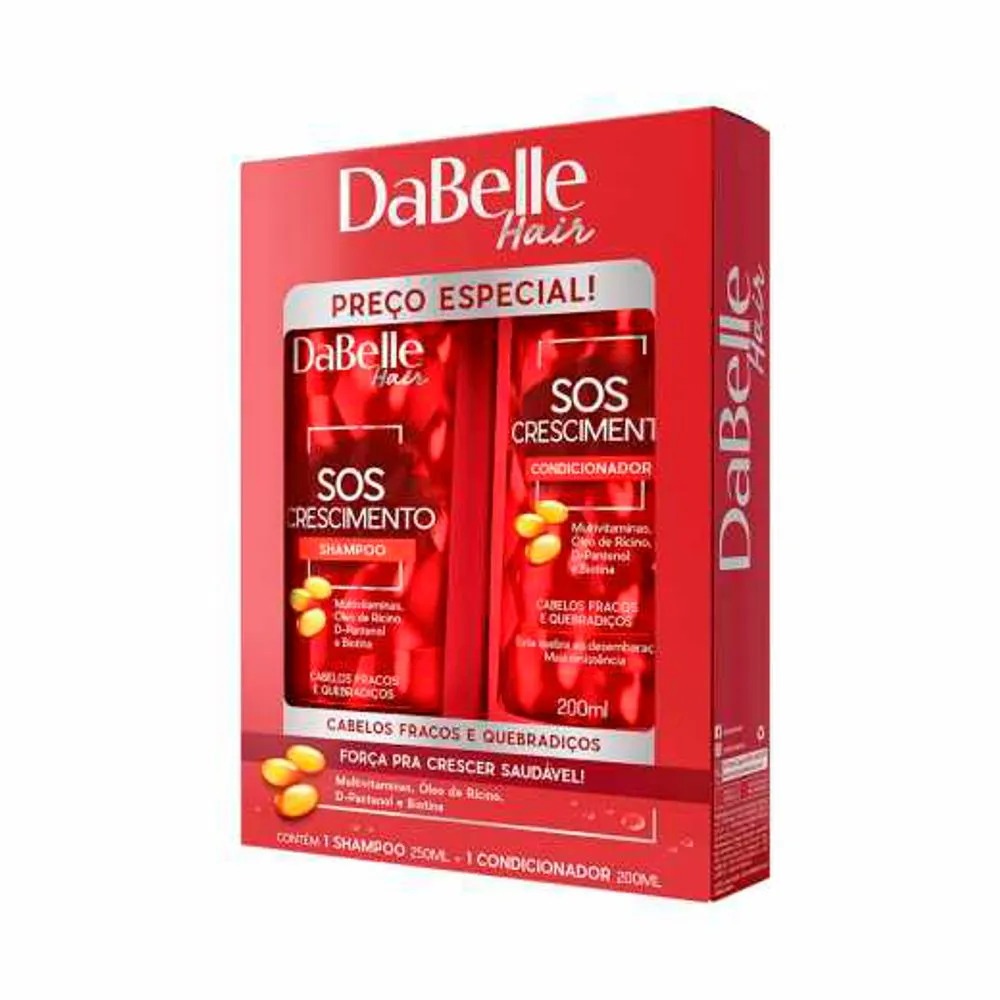 KIT SH 250ML+COND 175ML DABELLE SOS CRESCIMENTO  (12)