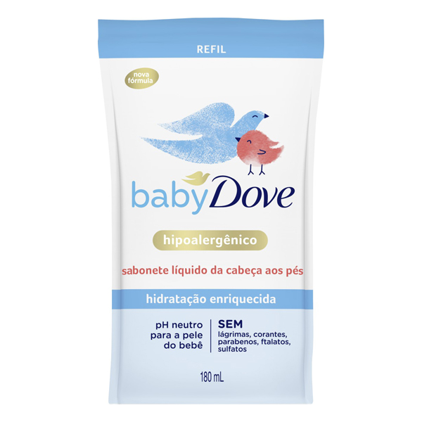 SAB DOVE LIQ BABY 180ML REFIL HIDRATACAO ENRIQUECIDA (12)