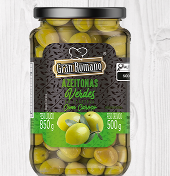 AZEITONA VERDE GRAN ROMANO 500G C/CAROCO VD (12)
