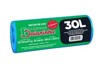 SACO LIXO PRETO BAIANINHA 59X62 ECONOMICO CAPACIDADE 30LT ROLO C/20 (20)