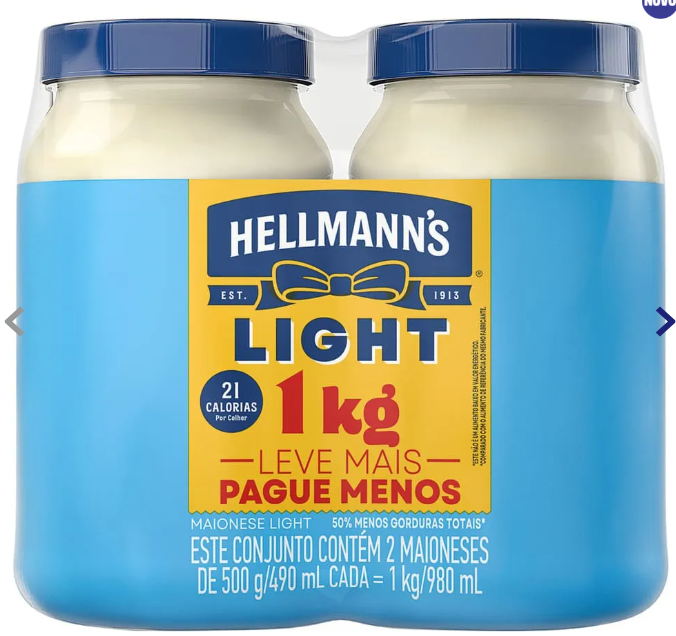 MAIONESE HELLMANNS 2X500G LIGHT PROMOCIONAL (12)