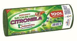 SACO LIXO VERDE CITRONELA BAIANINHA 75X105 CAPACIDADE 100LT ROLO C/20 (20)